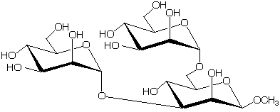 structure of methyl 3,6-di-O-(alpha-D-mannopyranosyl)-beta-D-mannopyranoside structure of methyl 3,6-di-O-(alpha-D-mannopyranosyl)-beta-D-mannopyranoside