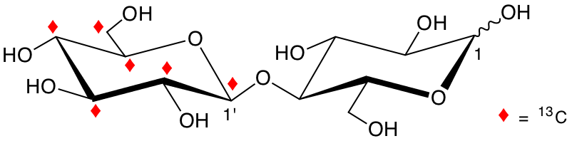 structure of [1',2',3',4',5',6'-13C6]cellobiose