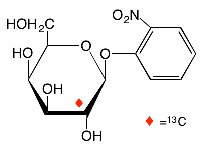 structure of 2-nitrophenyl beta-D-[2-13C]galactopyranoside
