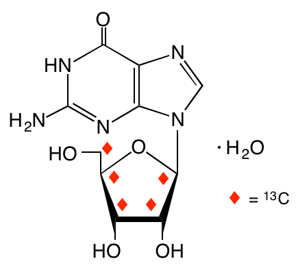 structure of [1',2',3',4',5'-13C5]guanosine monohydrate