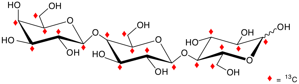 structure of beta-D-[UL-13C6]GAL-(1,4)-beta-D-[UL-13C6]GAL-(1,4)-D-[UL-13C6]GLC