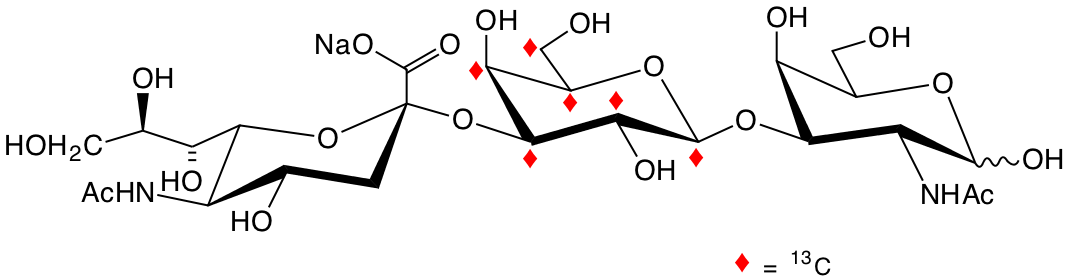 structure of NeuNAc(a2-3)[UL-13C6]Gal(b3)GalNAc Na salt