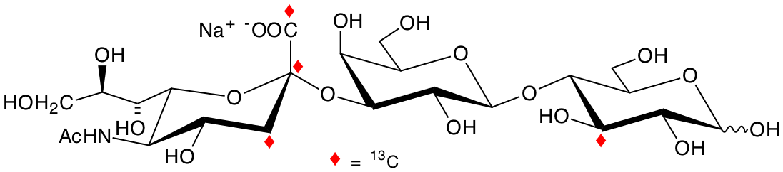 structure of [1,2,3-13C3]3'-sialyl[3-13Cglc]lactose sodium salt