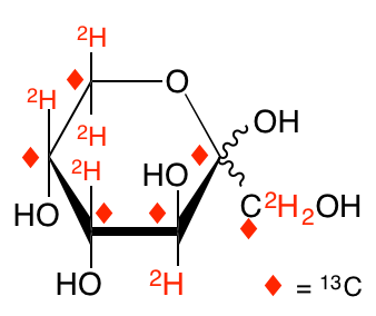 structure of D-[UL-13C6;UL-2H7]fructose