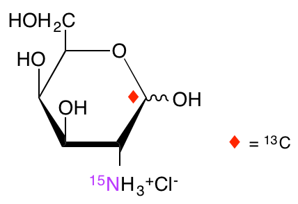 structure of 2-[15N]amino-2-deoxy-D-[1-13C]galactose hydrochloride