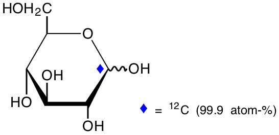 structure of D-[1-12C]glucose (13C depleted at C1)