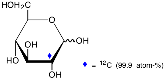 structure of D-[2-12C]glucose (13C depleted at C2)