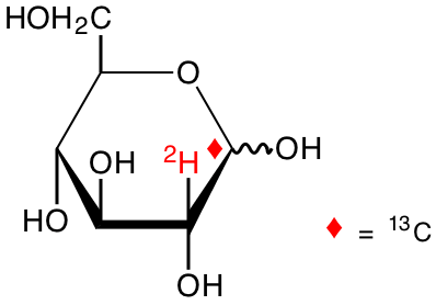 structure of D-[1-13C;2-2H]glucose