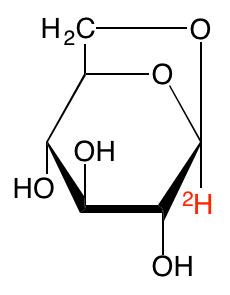 structure of 1,6-anhydro-beta-D-[1-2H]glucose