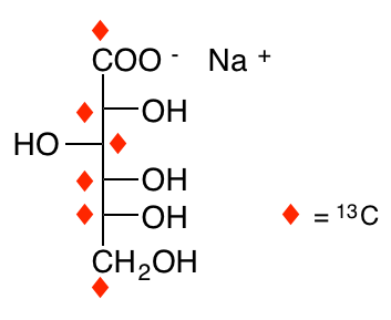 structure of D-[UL-13C6]gluconic acid, sodium salt