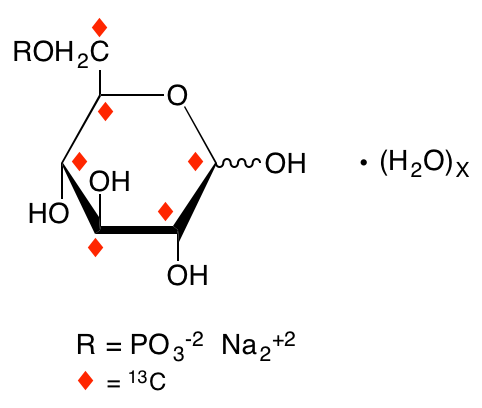 structure of D-[UL-13C6]Glc6P (disodium salt, hydrate)
