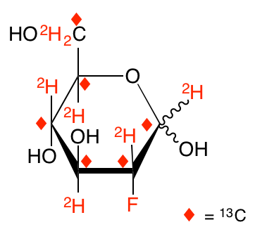 structure of 2-deoxy-2-fluoro-D-[UL-13C6;UL-2H7]glucose