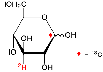structure of D-[1-13C;3-2H]glucose