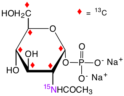 structure of N-Ac-D-[UL-13C6;15N]glucosamine-1-phosphate, disodium salt