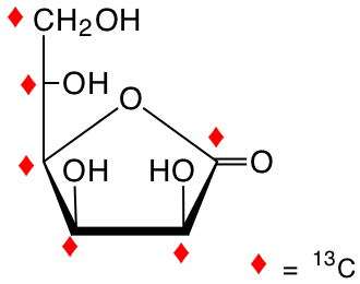 structure of L-[UL-13C6]gulono-1,4-lactone