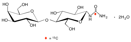 structure of beta-lactosyl [13C]ureide dihydrate