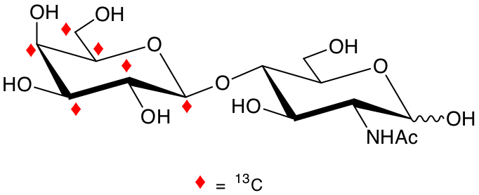 structure of N-acetyl-D-[UL-13C6gal]lactosamine