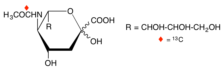 structure of N-[1-13C]acetyl-D-neuraminic acid