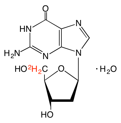structure of [5',5''-2H2]2'-deoxyguanosine monohydrate