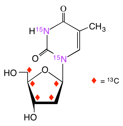 structure of [1',2',3',4',5'-13C5;1,3-15N2]thymidine