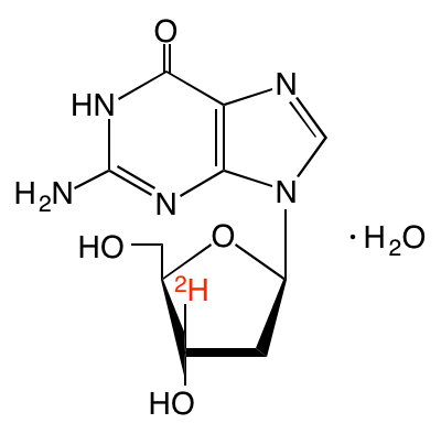 structure of [3'-2H]2'-deoxyguanosine monohydrate