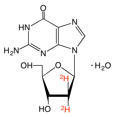 structure of [2',2''-2H2]2'-deoxyguanosine monohydrate