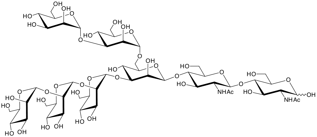 structure of Man(a2)Man(a2)Man(a3)[Man(a3)Man(a6)]Man(b4)GlcNAc(b4)GlcNAc