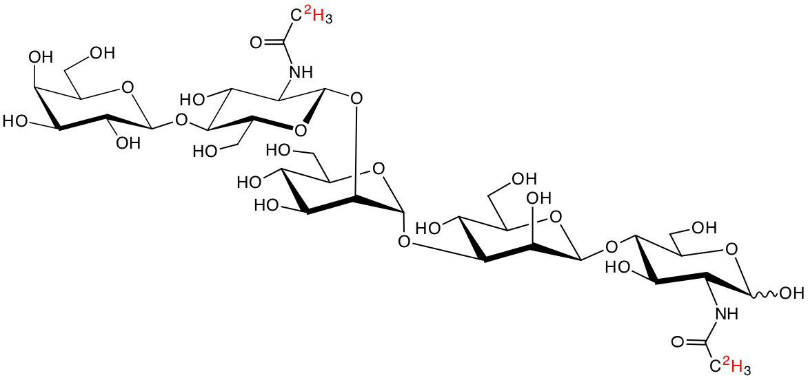 structure of Galbeta1,4GlcN[2H3]Acbeta1,2Manalpha1,3Manbeta1,4GlcN[2H3]Ac
