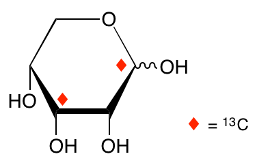 structure of D-[1,3-13C2]ribose