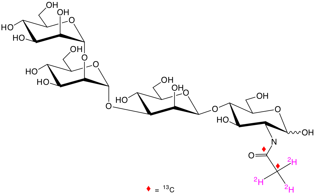 structure of Manalpha-2Manalpha-3Manbeta-4GlcN[1,2-13C2; 2-2H3]Ac