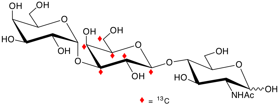 structure of Galp-a3-[U-13C6]Galp-b4-GlcNAc