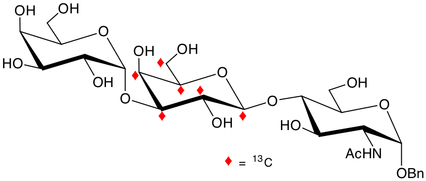 structure of Galp-a3-[U-13C6]Galp-b4-GlcNAc-a1-O-Bn